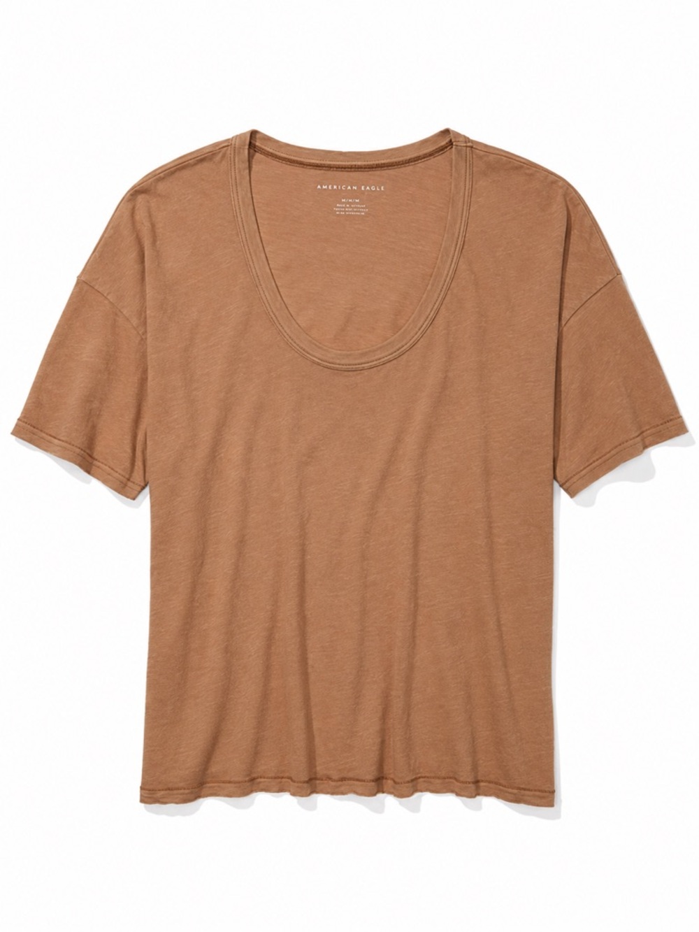 New - American Eagle Oversized True Tee Brown Scoop Neck